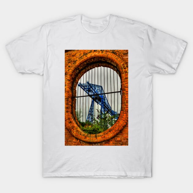 Tees Transporter Bridge Viewed Through Wall Space T-Shirt by axp7884